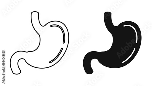 Human Stomach Icon Digestive System Internal Organ Symbol for Gastroenterology and Medical Design