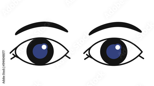 Blue Human Eyes and Eyebrows Icon Ophthalmology Vision Symbol for Optical Health and Beauty Design