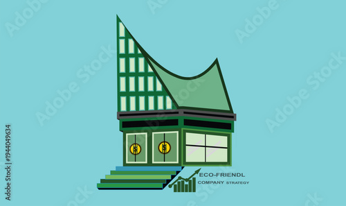 ESG Sustainable Business Growth Concept with Green Corporate Building and Financial Chart