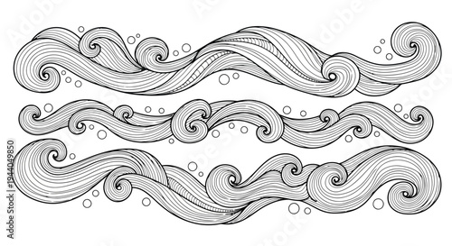 Elegant symmetrical swirls and intricate scrollwork designs in black and white Vector