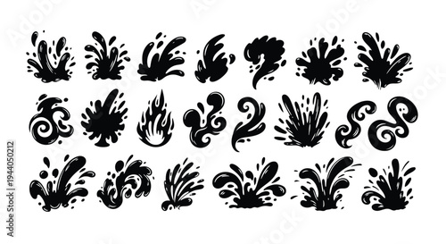 Elegant vintage botanical and scroll decorative motifs in black and white Vector