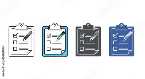 Checklist Clipboard Icons: To-Do List, Task Management, Planning, Survey, Forms