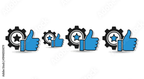 Thumbs Up Icon with Gear and Star Symbol