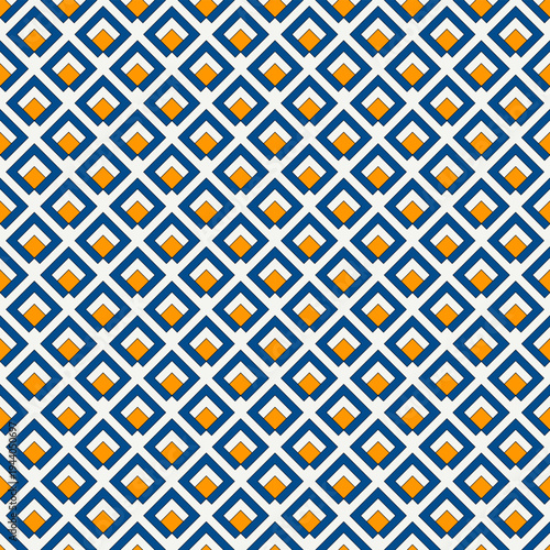 Diamond grid seamless pattern. Ethnic, tribal surface print. Geometric ornament. Repeated rhombuses background. Ornamental folk wallpaper. Geo vector abstract illustration