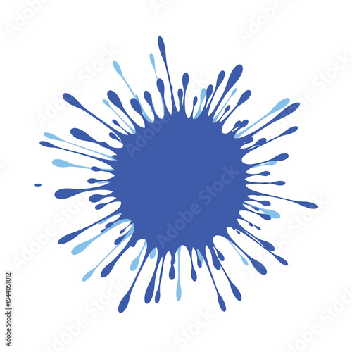 Vibrant blue paint splash radiating outward with dynamic splatter effects Vector