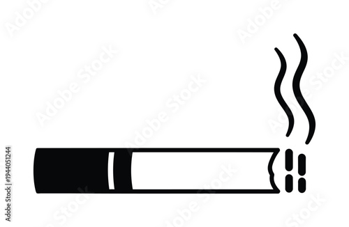 Vector of a lit cigarette emitting smoke