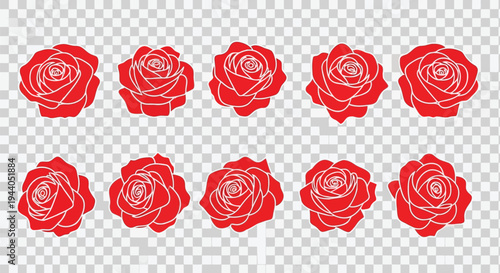 Elegant arrangement of ten red roses in a visually pleasing grid pattern Vector
