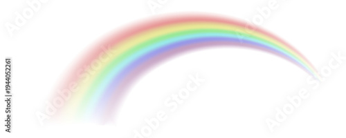 Rainbow with transparent effect. Spectral pastel RGB gradient on the arc. Weather elemen, good luck and right path symbol. Vrctor overlay