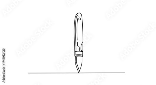 Elegant Fountain Pen Drawing with Fine Tip and Black Ink