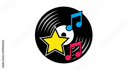 Vinyl Record Music Symbol Star.