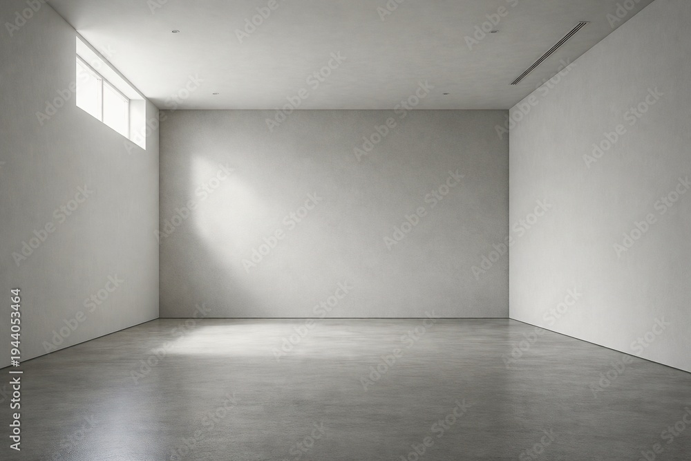 Obraz premium Minimal Interior with High Window Natural Light and Large Blank Wall for Product Display or Advertising