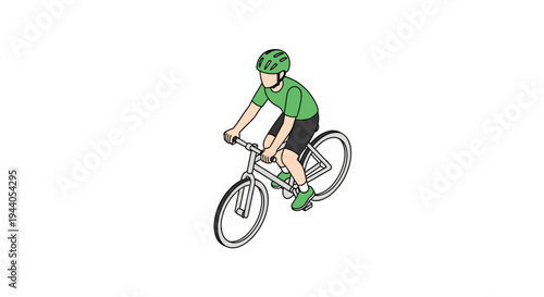 Man in green cycling gear riding a bicycle.