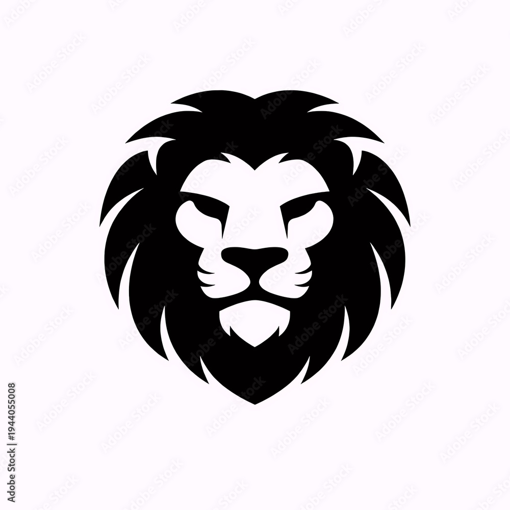 Obraz premium Lion Head Silhouette Logo – Powerful King of the Jungle Animal Emblem, Bold Wildlife Mascot Icon Perfect for Sports Teams, Branding, Esports Logos, and Premium Animal Identity Design