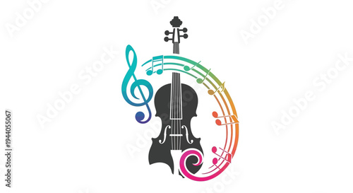Violin Music Instrument Silhouette Profile.