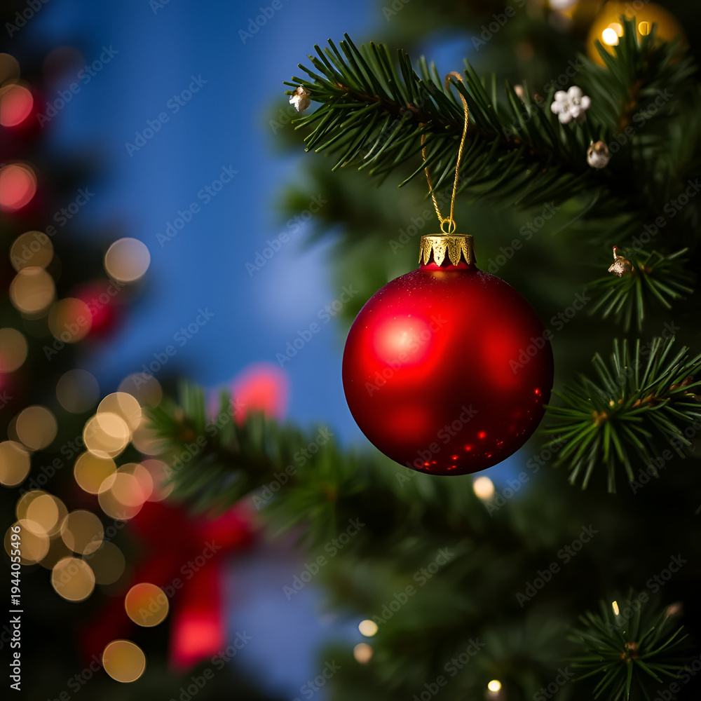 Obraz premium A tree adorned with a red bauble