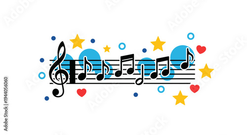 Music notes on a staff.