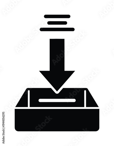 Vector icon depicts an open box with a downward arrow indicating a download action