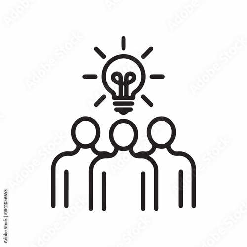 Team Idea Brainstorm Light Bulb Line Icon