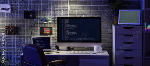 Interior of dark programmer...