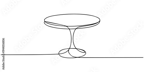 Garden chairs and table in continuous line art drawing style. Classic style dining room furniture black linear sketch isolated on white background. Vector illustration