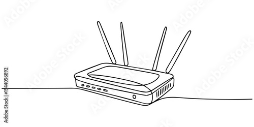 router continuous one line drawing , Wi-Fi router line continuous drawing vector. One line Wi-Fi router vector background.