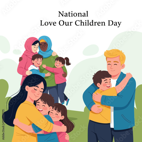 Families Celebrating Love Our Children Day with Hugs