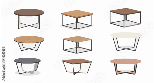 Modern coffee table and side table furniture collection vector EPS 10