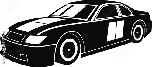 Black racing car silhouette vector illustration isolated on white background sports vehicle motorsport design icon speed competition automobile graphic collection