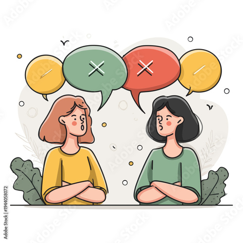 Two Women In Disagreement With Crossed Arms