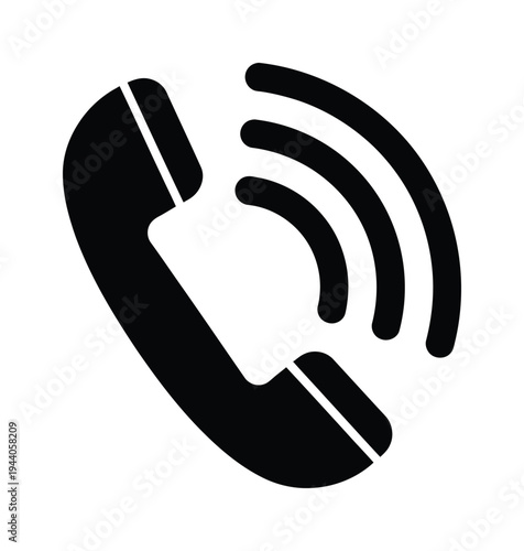 This vector shows a telephone receiver emitting signal waves