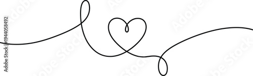 A minimalist line art drawing of a heart within a flowing script