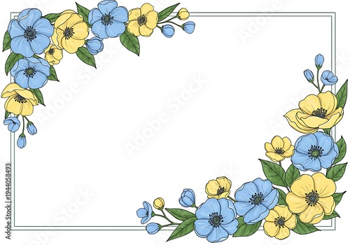 Hand-Drawn Floral Frame: Delicate Line Art