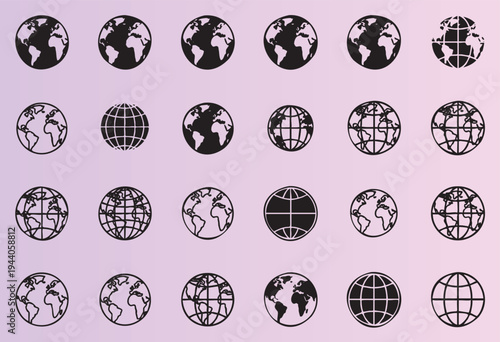 Collectionofdetailedglobeiconsinvariousstylesanddesigns