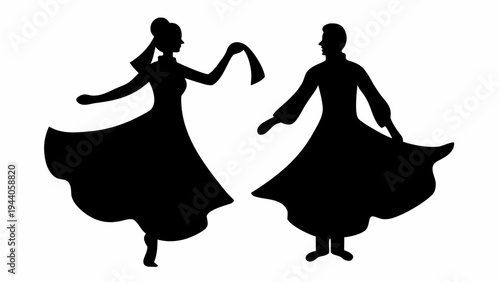 Couple performing traditional giddha dance in silhouette punjabi folk dance cultural performance