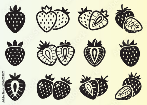 Creativestrawberryillustrationswithdetailedcutsisolateddesign