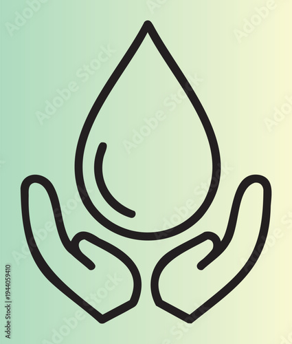 Ecofriendly waterdrop and hands logo design vector illustration