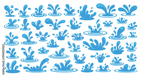 Playful aquatic scene featuring stylized blue frogs and water lilies in a whimsical pattern Vector
