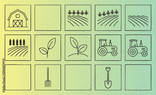 Flat agricultural icons collection for farming and agriculture themes