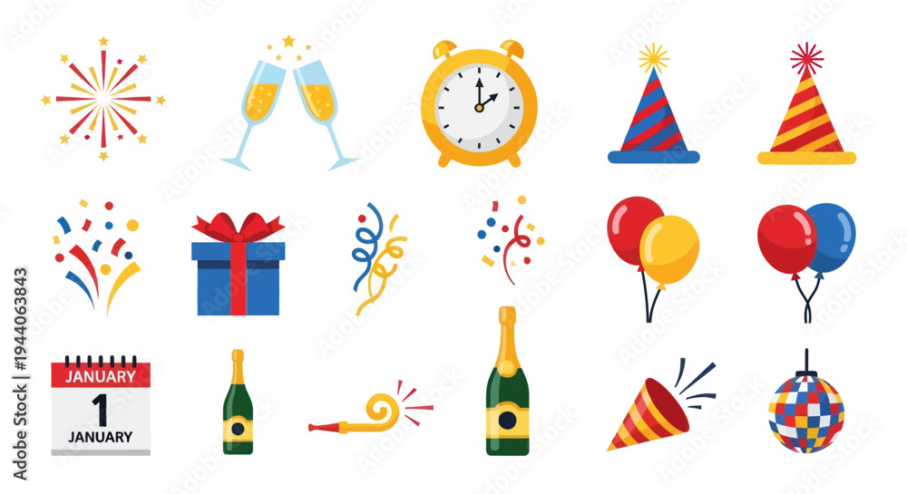Fototapeta premium Celebration elements party decorations and symbols