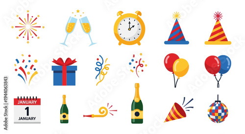 Celebration elements party decorations and symbols