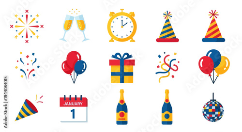 Celebration icons party elements illustration