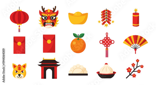Chinese new year festive icon collection