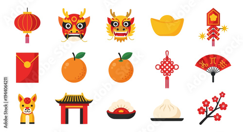 Chinese new year icons and symbols