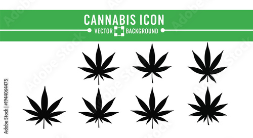 Collection of stylized cannabis leaf icons arranged in a grid pattern on a white background Vector