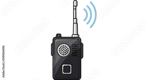 Illustration of a black walkie-talkie device with antenna.