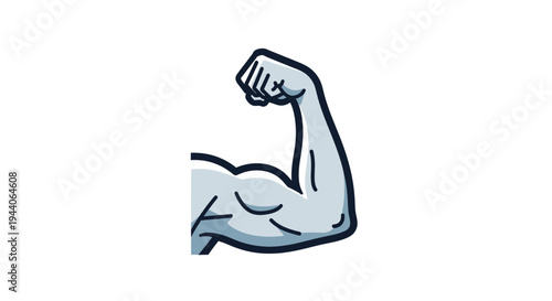 Illustration of a Flexed Bicep Muscle Showing Strength and Power.