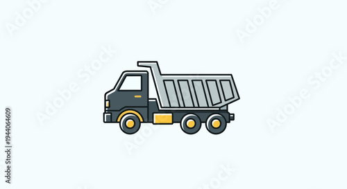 Illustration of a heavy-duty dump truck for construction and transport.