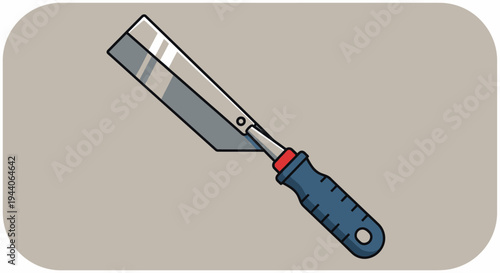 Illustration of a Japanese pull saw with a blue handle.