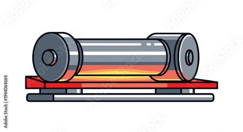 Illustration of a metal barbell on a sled.