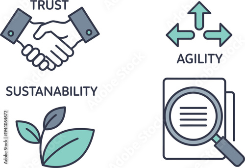 Business values and principles illustration